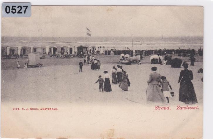 150527 Strand Zandvoort unieke oude kaart stempes 1902, Verzamelen, Ansichtkaarten | Nederland, Gelopen, Noord-Holland, Voor 1920