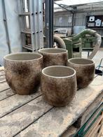 Mica Bloempotten Set - Aardewerk Bruin, Tuin en Terras, Bloempotten, Ophalen, Rond, Binnen, Zo goed als nieuw