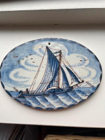 Delfts Blauw Wandbord Zeilschip beschikbaar voor biedingen