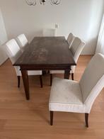 Witte stoelen en tafel, Ophalen, Gebruikt, 100 tot 150 cm, Vijf personen of meer