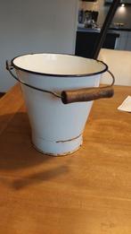 Vintage Emaille Emmer met Blauwe Bies, Antiek en Kunst, Antiek | Emaille, Ophalen