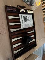 Backgammon in luxe leren koffer 49x37cm zgan, Ophalen of Verzenden, Zo goed als nieuw