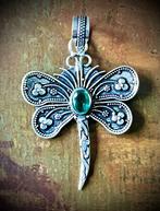 Zilveren hanger Libelle Prachtige 925 zilver en edelstenen, Antiek en Kunst, Verzenden, Zilver