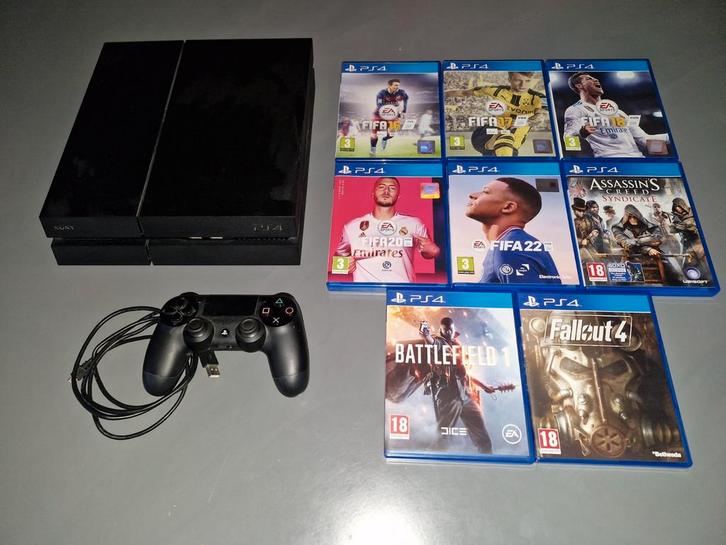 PS4 met 1 controller + 8 games, Spelcomputers en Games, Spelcomputers | Sony PlayStation 4, Slim, Met 1 controller, Ophalen