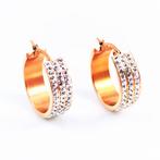 Ø25mm Strass Oorbellen Dames Rosé Verguld Stalen Oorringen, Overige materialen, Hangers, Birgitta-Gracht 33, 6465 EL Kerkrade, Nederland
