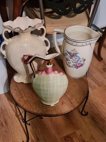 3 Vintage vazen  met vogel en bloemen een prijs  beschikbaar voor biedingen