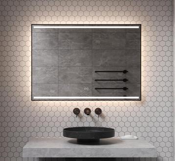 LEDspiegel met zwart frame en verwarming 100x70 cm beschikbaar voor biedingen