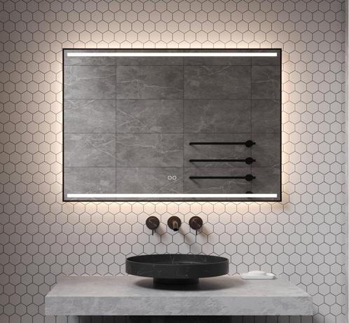 LEDspiegel met zwart frame en verwarming 100x70 cm, Huis en Inrichting, Badkamer | Badkamermeubels, Nieuw, Overige typen, Minder dan 100 cm