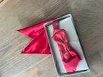 Rood nieuw verstelbaar vlinderdas met pochet., Ophalen of Verzenden, Nieuw, Rood, Effen
