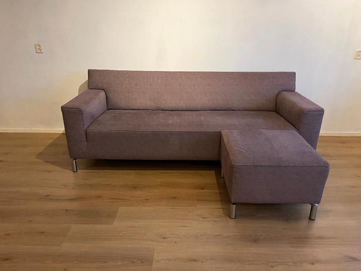 Bank + Poef, Huis en Inrichting, Banken | Voetenbanken en Poefen, Gebruikt, 75 tot 100 cm, 125 cm of meer, Rechthoekig, Ophalen