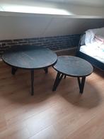 Set van 2 zwarte houten bijzettafels, Minder dan 50 cm, Gebruikt, Minder dan 50 cm, Ophalen of Verzenden