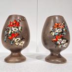 2 eivormige vintage vazen, Ophalen of Verzenden, Overige kleuren, Glas, Minder dan 50 cm