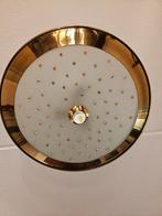 Plafondlamp met gouden details, Ophalen of Verzenden, Gebruikt, Glas, Vintage