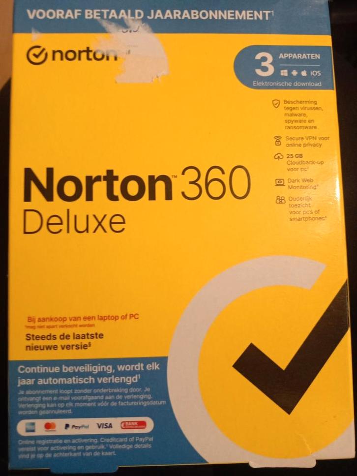 Norton 360 Deluxe - 3 Apparaten, Computers en Software, Antivirus- en Beveiligingssoftware, Nieuw, MacOS, Windows, Linux, Android
