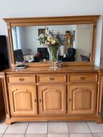 Houten dressoir met spiegel, Gebruikt, 100 tot 150 cm, Eikenhout, Ophalen of Verzenden