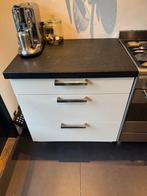 Gebruikte Duitse keuken met kookeiland en apparatuur, Ophalen, Gebruikt, 200 cm of meer, Wit