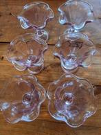 6 paars/roze dessert coupes, Glas of Glazen, Ophalen of Verzenden, Effen, Glas