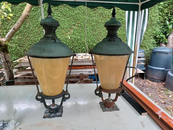 Sokkellamp Antiek klassiek 2 stuks, Tuin en Terras, Buitenverlichting, Gebruikt, Staande lamp, Overige materialen, Netvoeding