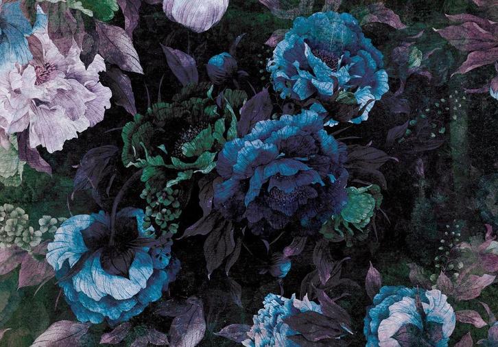Bloemen fotobehang - Grote Pioenrozen behang - 368 x 254 cm, Huis en Inrichting, Stoffering | Behang, Blauw, minder dan 10 m²