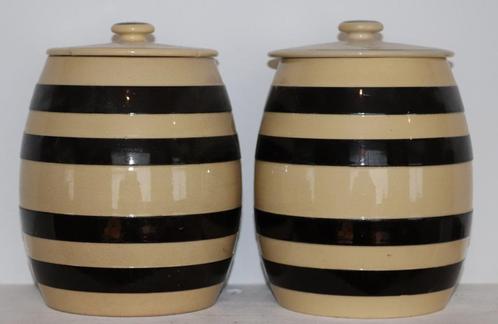 Twee antieke aardewerk voorraad potten, bandenpotten, 1900, Antiek en Kunst, Antiek | Keramiek en Aardewerk, Verzenden