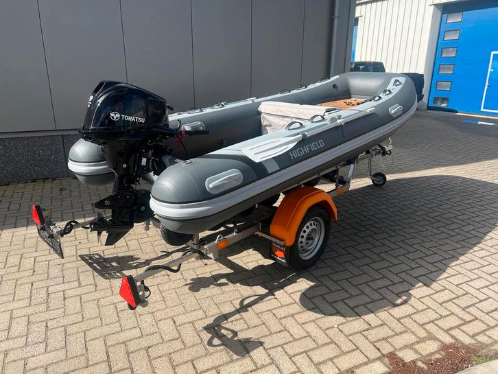 Highfield CL380 Demo Set met Trailer & Motor, Watersport en Boten, Rubberboten, Zo goed als nieuw, Ophalen