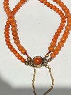 Antiek bloedkoralen armband , met een goud op zilver slot, Sieraden, Tassen en Uiterlijk, Antieke sieraden, Ophalen of Verzenden
