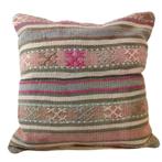 Kelimkussen 60x60 olijfgroen oudroze van vintage kelim, Yazgibi, Overige kleuren, Verzenden, Vierkant