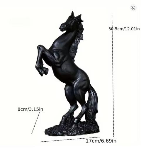Zwart Beeldje Steigerend Paard - 30CM - Decoratief Beeld Scu, Verzamelen, Beelden en Beeldjes, Nieuw, Dier, Ophalen of Verzenden