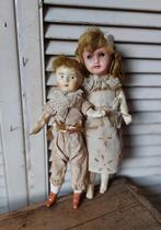 2x antieke pop, 2 kleine franse brocante shabby popjes, Ophalen, Gebruikt, Pop