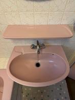 Roze Wastafel met Planchet - Vintage Sanitair, Doe-het-zelf en Verbouw, Sanitair, Ophalen, Gebruikt, Wastafel