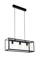 Eglo plafondlampen (2x) en hanglamp (zwart staal met glas), Huis en Inrichting, Lampen | Hanglampen, Ophalen, Glas