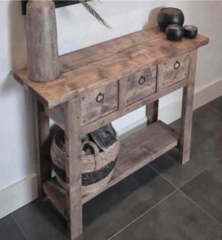 ~Stoer Sober Landelijk Houten Sidetable/Wandtaf~, Huis en Inrichting, Woonaccessoires | Overige, Zo goed als nieuw, Ophalen of Verzenden