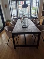 Houten eetfafel met ijzere poten, Huis en Inrichting, Tafels | Eettafels, Ophalen, 200 cm of meer, 50 tot 100 cm, Zo goed als nieuw