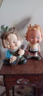 2 rubberen vintage speelgoed figuren. knijppoppen., Ophalen of Verzenden