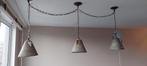 Vintage hanglampen 3x metaal, Huis en Inrichting, Lampen | Hanglampen, Ophalen, Zo goed als nieuw, Metaal, Minder dan 50 cm