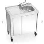 RVS - Mobiele wastafel | Incl. elektrische pomp & boiler, Ophalen, Minder dan 50 cm, Zo goed als nieuw, Grijs