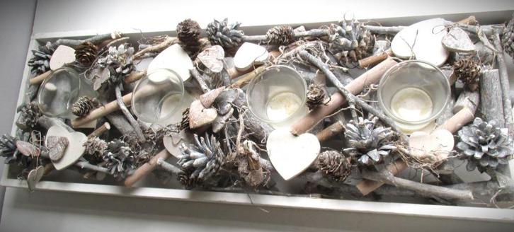 waxine houders Kerst~Dennenappels~Tafelstuk 60 cm~Denneappel, Huis en Inrichting, Woonaccessoires | Kandelaars en Kaarsen, Zo goed als nieuw