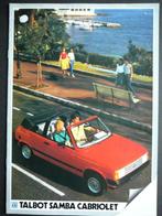 Brochure Talbot Samba Cabriolet, Ophalen of Verzenden, Gelezen, Overige merken
