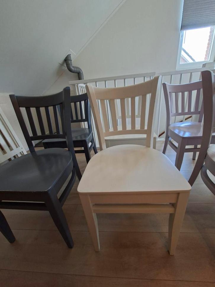 Houten stoelen - set van 6, Huis en Inrichting, Stoelen, Gebruikt, Vijf, Zes of meer stoelen, Hout, Overige kleuren, Ophalen