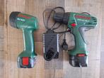 Bosch 9.6V boormachine inclusief 2 accu's en lader, Ophalen of Verzenden, Gebruikt, 400 tot 600 watt, Boormachine