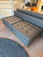 1x Landskrona poef leer / grijs-groen, Ophalen, Leer, 75 tot 100 cm, Zo goed als nieuw