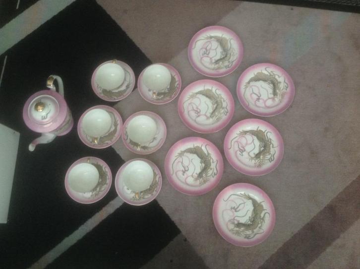 Antiek koffieservies "Geisha" /jaren 1945-50/, Huis en Inrichting, Keuken | Servies, Zo goed als nieuw, Compleet servies, Overige stijlen