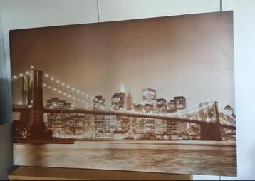 New York groot poster canvas 115x75cm NYC skyline brug 3D beschikbaar voor biedingen