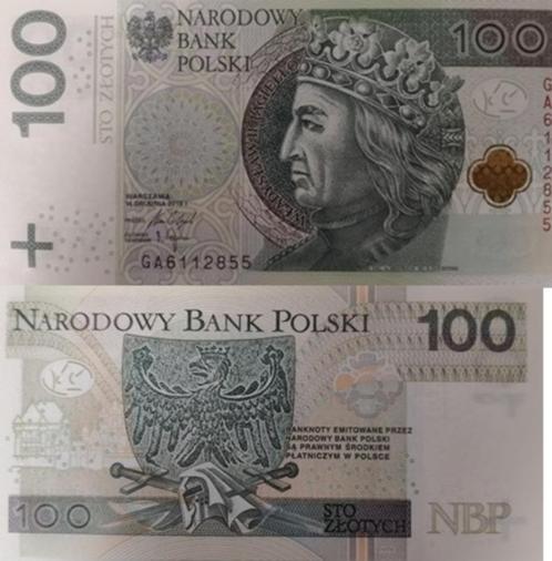 POLEN 2017 100 zlotych #186b UNC, Postzegels en Munten, Bankbiljetten | Europa | Niet-Eurobiljetten, Los biljet, Polen, Verzenden