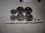 Ez bar met schijven, Sport en Fitness, Ophalen, Zo goed als nieuw, Armen, Halterset