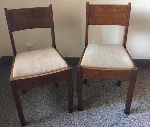 Vier stoelen hout met losse stoffen zitting grootmoederstijd, Antiek en Kunst, Antiek | Meubels | Stoelen en Banken, Ophalen