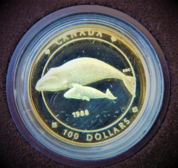 14kt gouden munt $100 Bultrug walvis met jong 1988Royal Mint beschikbaar voor biedingen