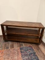 Houten TV-meubel/bankje op wielen Riviera Mason, Huis en Inrichting, Kasten | Televisiemeubels, 100 tot 150 cm, Eikenhout, Ophalen of Verzenden