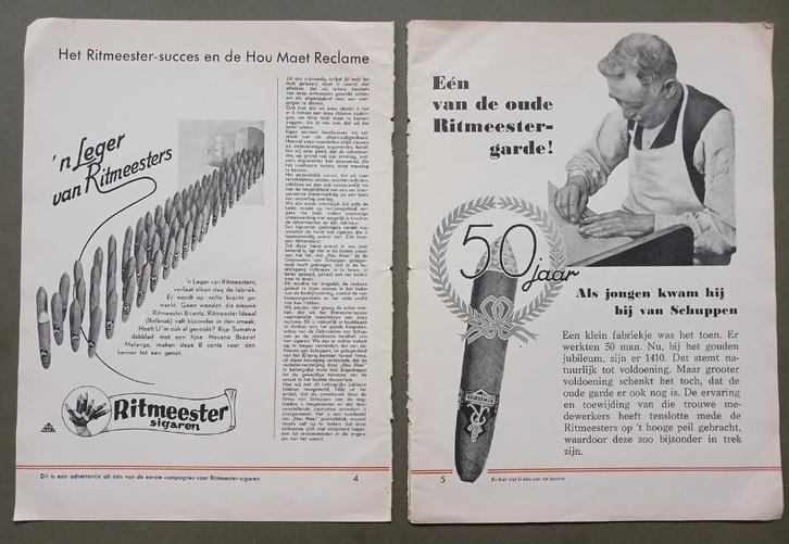 Ritmeester Sigaren advertenties en artikel reclamebureau, Verzamelen, Rookartikelen, Aanstekers en Luciferdoosjes, Gebruikt, Overige typen