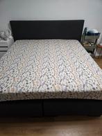 Compleet bed 180x200 met topper en hoofdbord, Ophalen, Zwart, Tweepersoons, Zo goed als nieuw